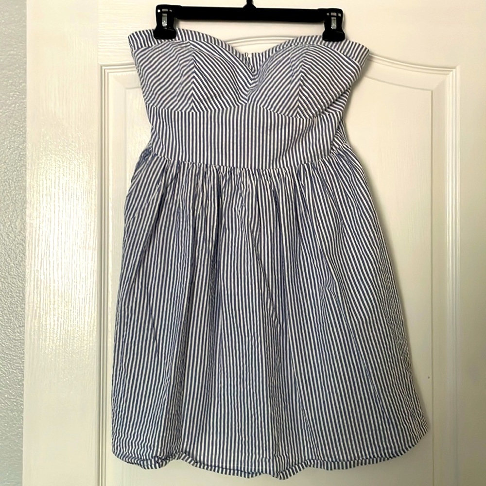 B Smart Seersucker Strapless Dress